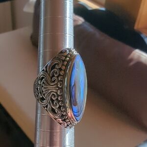 Genuine Abolony 925 Sterling Silver Ring Size 5